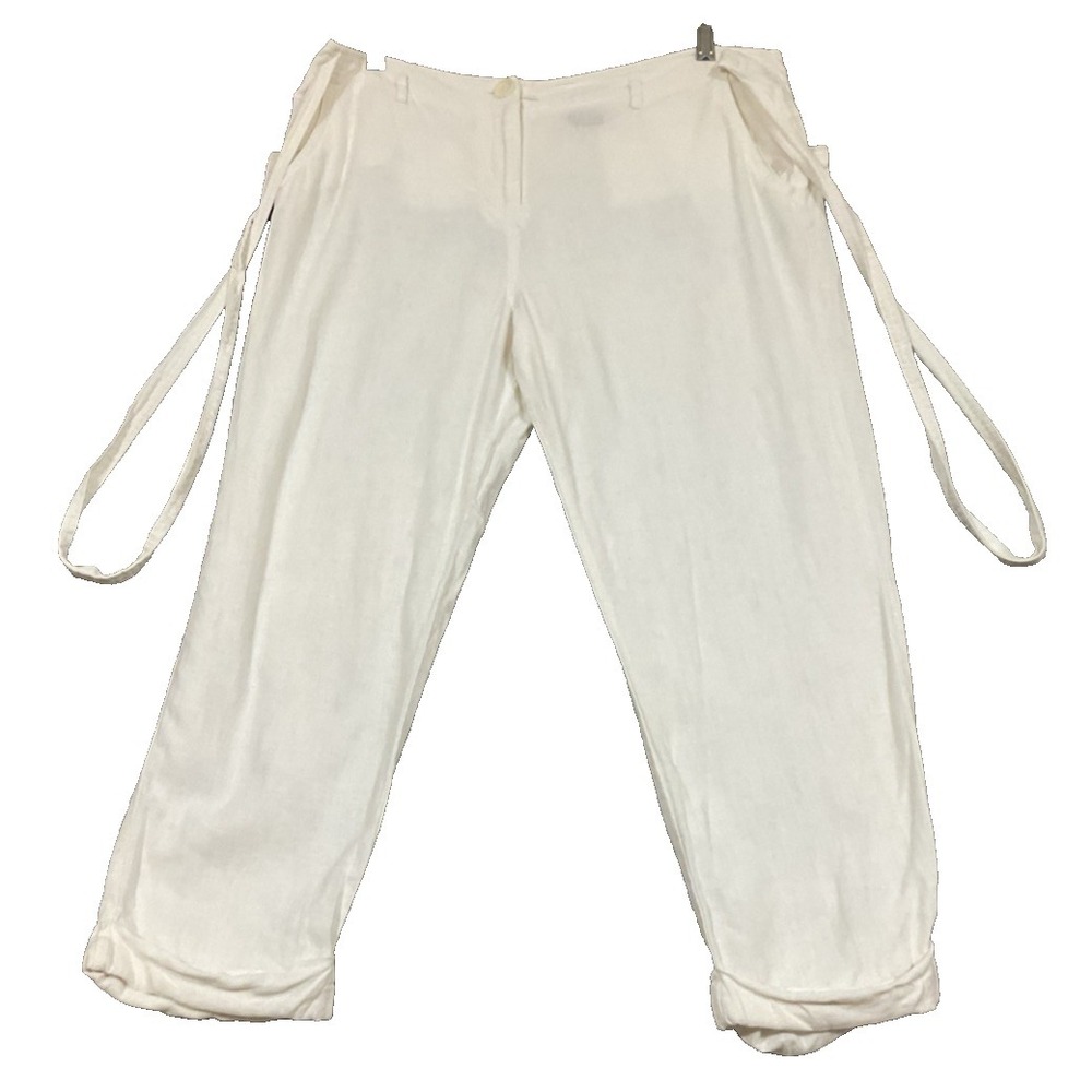 Apostrophe Capri Hiking Active Cinch Bottom Linen Blend Sz 14 Belted Pants